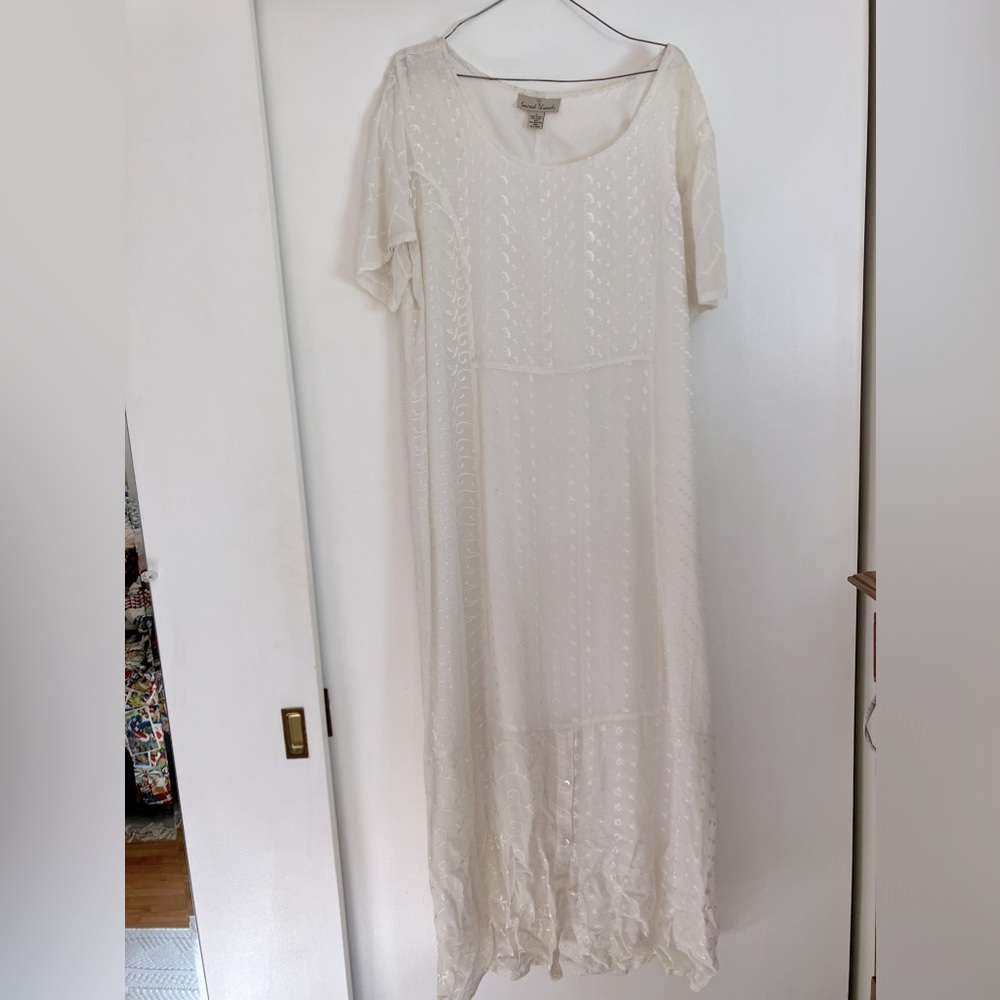 Sacred Threads White Embroidered Scoop-Neck Maxi Dress